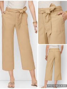 Talbots Tie Waist Wide-Leg Crop Pants